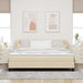 Pat cu arcuri cu headboard Crem 180 x 200 cm țesătură - WALTI WALTI