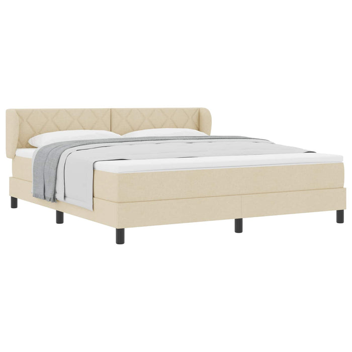 Pat cu arcuri cu headboard Crem 180 x 200 cm țesătură - WALTI WALTI