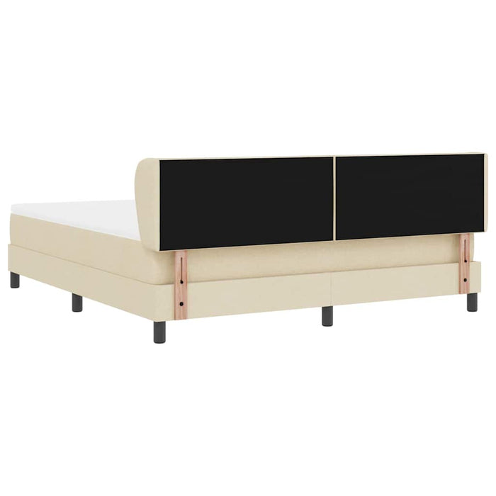 Pat cu arcuri cu headboard Crem 180 x 200 cm țesătură - WALTI WALTI