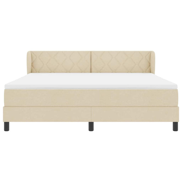 Pat cu arcuri cu headboard Crem 180 x 200 cm țesătură - WALTI WALTI
