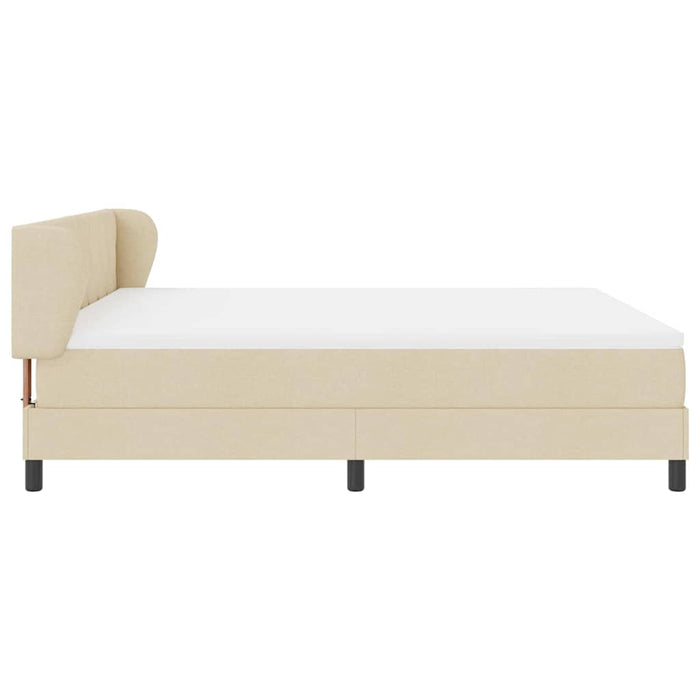 Pat cu arcuri cu headboard Crem 180 x 200 cm țesătură - WALTI WALTI