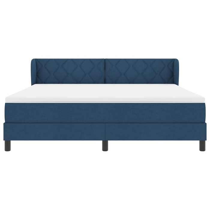 Pat cu arcuri cu headboard albastru 180 x 200 cm țesătură WALTI
