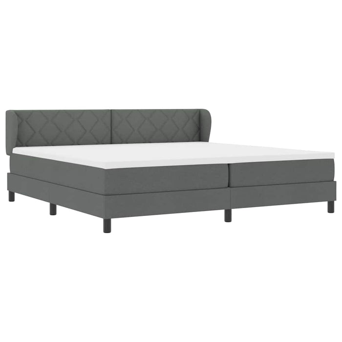 Pat cu arcuri cu headboard Gri închis 200 x 200 cm țesătură WALTI