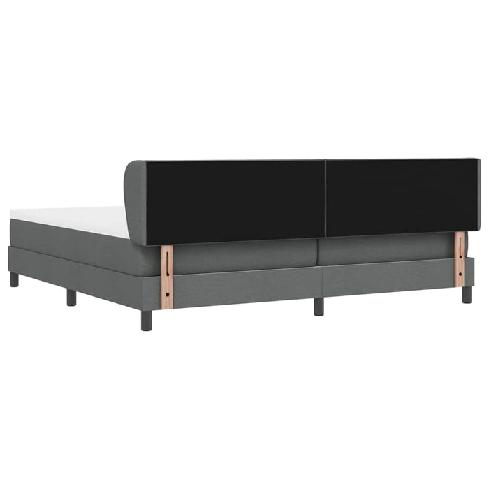 Pat cu arcuri cu headboard Gri închis 200 x 200 cm țesătură WALTI