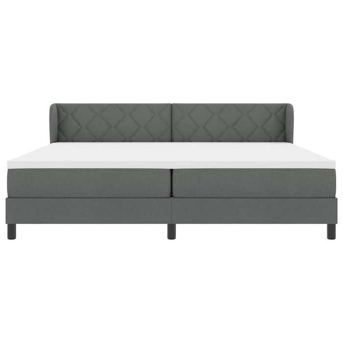 Pat cu arcuri cu headboard Gri închis 200 x 200 cm țesătură WALTI