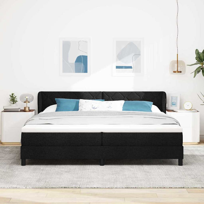 Pat cu arcuri cu saltea Negru 200 x 200 cm țesătură - WALTI WALTI