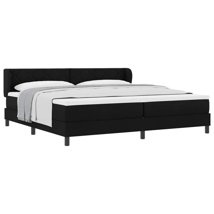 Pat cu arcuri cu saltea Negru 200 x 200 cm țesătură - WALTI WALTI