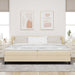 Pat cu arcuri cu saltea cu headboard Crem 200 x 200 cm țesătură - WALTI WALTI