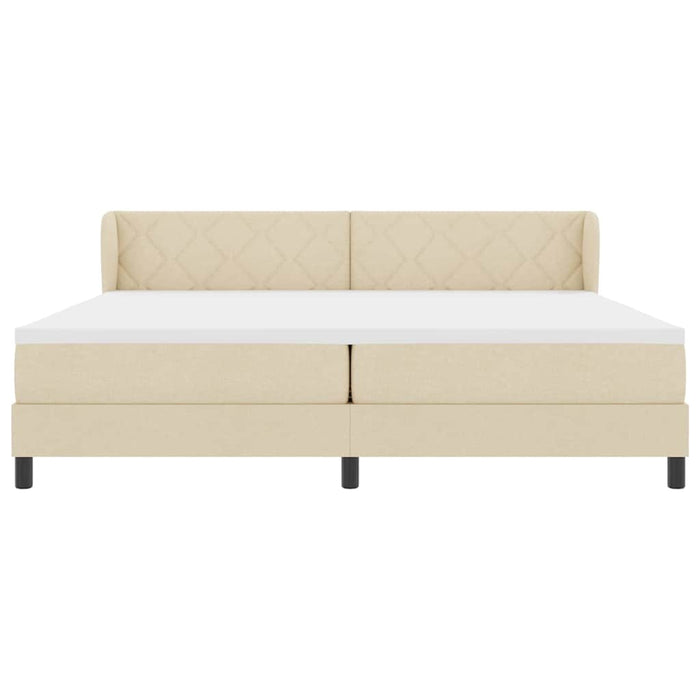Pat cu arcuri cu saltea cu headboard Crem 200 x 200 cm țesătură - WALTI WALTI
