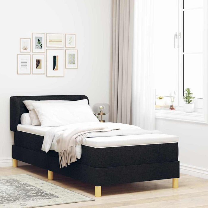 Pat cu arcuri cu saltea cu headboard Negru 80 x 200 cm țesătură - WALTI WALTI
