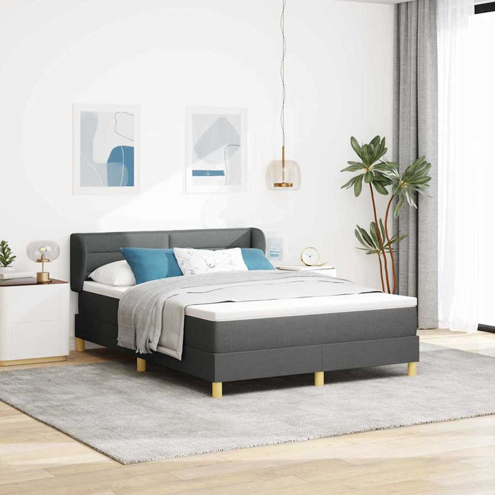 Pat cu arcuri cu saltea Gri închis 140 x 190 cm țesătură - WALTI WALTI