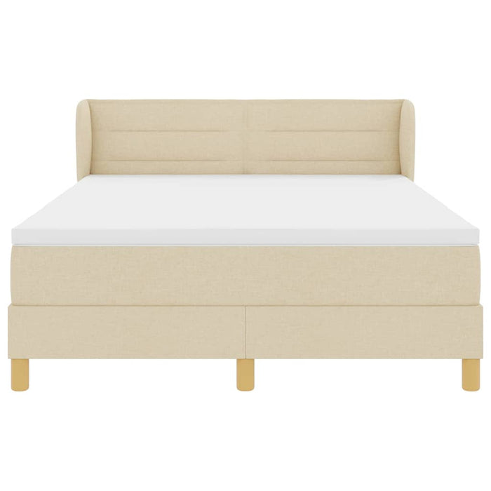 Pat cu arcuri cu saltea cu headboard Crem 140 x 190 cm țesătură - WALTI WALTI