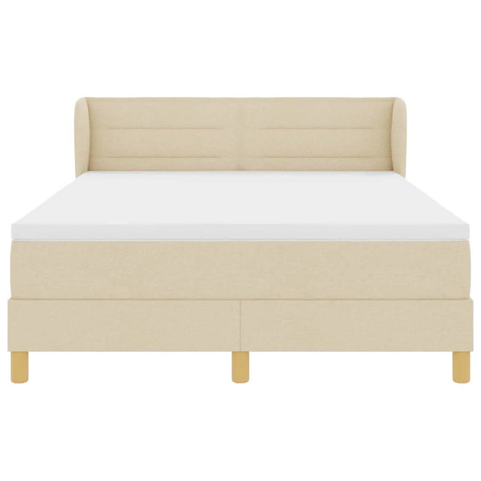 Pat cu arcuri cu saltea cu headboard Crem 140 x 200 cm țesătură - WALTI WALTI