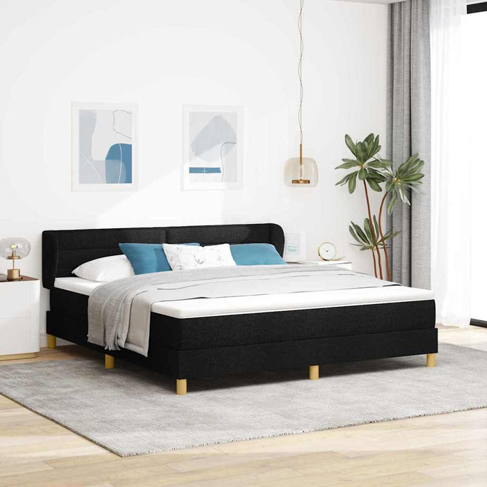 Pat cu arcuri cu saltea Negru 180 x 200 cm țesătură - WALTI WALTI