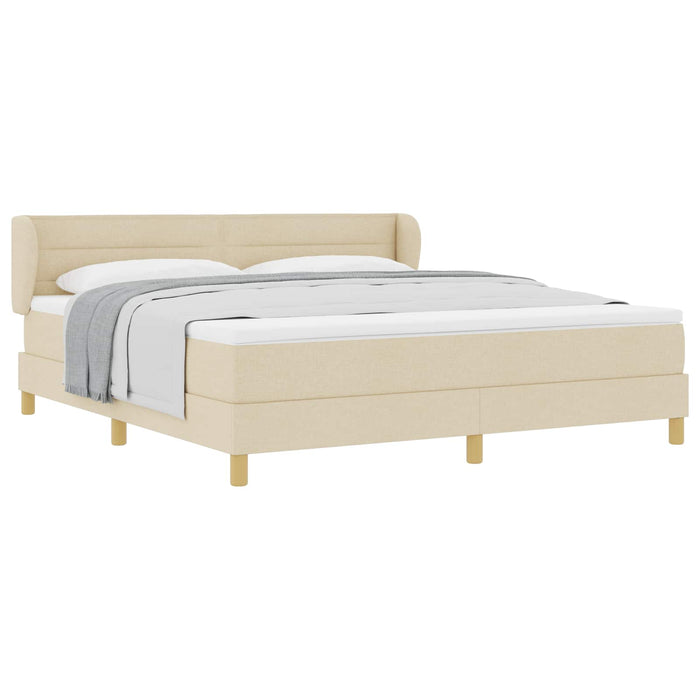 Pat cu arcuri cu saltea cu headboard Crem 180 x 200 cm țesătură - WALTI WALTI