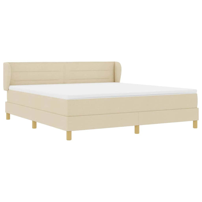 Pat cu arcuri cu saltea cu headboard Crem 180 x 200 cm țesătură - WALTI WALTI