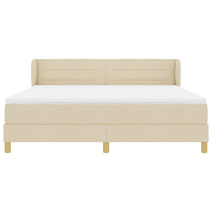 Pat cu arcuri cu saltea cu headboard Crem 180 x 200 cm țesătură - WALTI WALTI