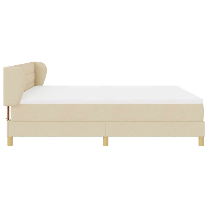 Pat cu arcuri cu saltea cu headboard Crem 180 x 200 cm țesătură - WALTI WALTI
