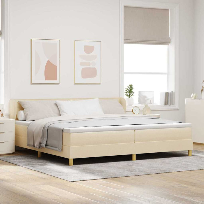 Pat cu arcuri cu saltea cu headboard Crem 200 x 200 cm țesătură - WALTI WALTI