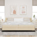 Pat cu arcuri cu saltea cu headboard Crem 200 x 200 cm țesătură - WALTI WALTI