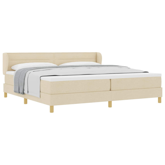 Pat cu arcuri cu saltea cu headboard Crem 200 x 200 cm țesătură - WALTI WALTI