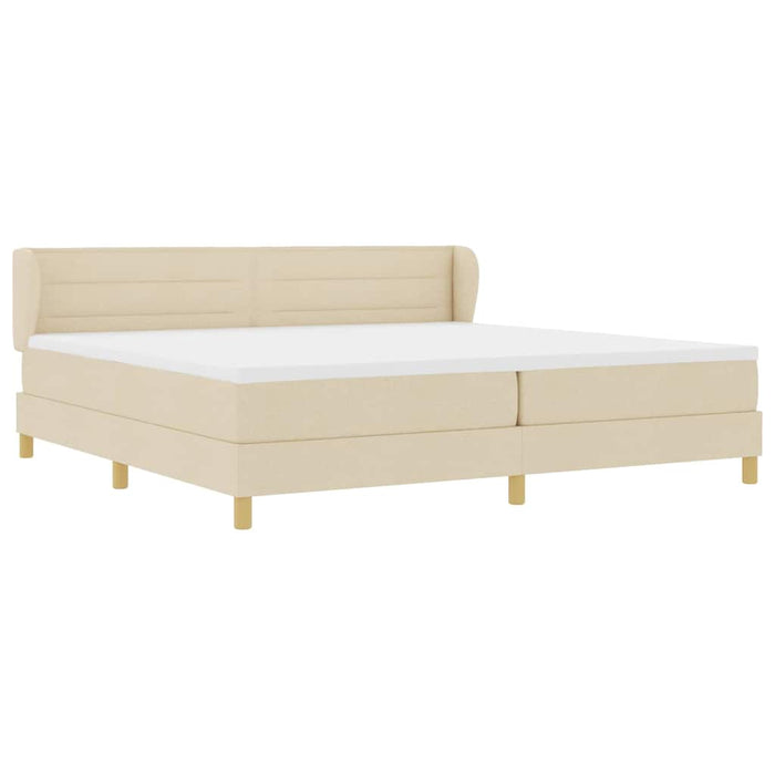 Pat cu arcuri cu saltea cu headboard Crem 200 x 200 cm țesătură - WALTI WALTI