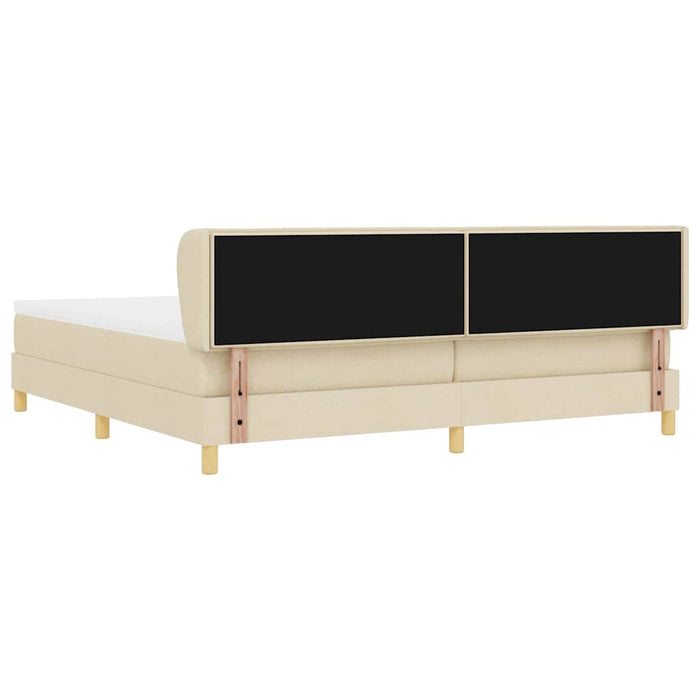 Pat cu arcuri cu saltea cu headboard Crem 200 x 200 cm țesătură - WALTI WALTI