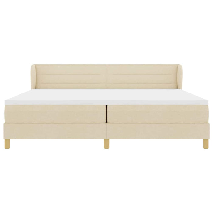 Pat cu arcuri cu saltea cu headboard Crem 200 x 200 cm țesătură - WALTI WALTI