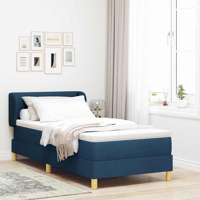 Pat cu arcuri cu headboard albastru 80 x 200 cm țesătură - WALTI WALTI