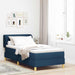 Pat cu arcuri cu headboard albastru 80 x 200 cm țesătură - WALTI WALTI