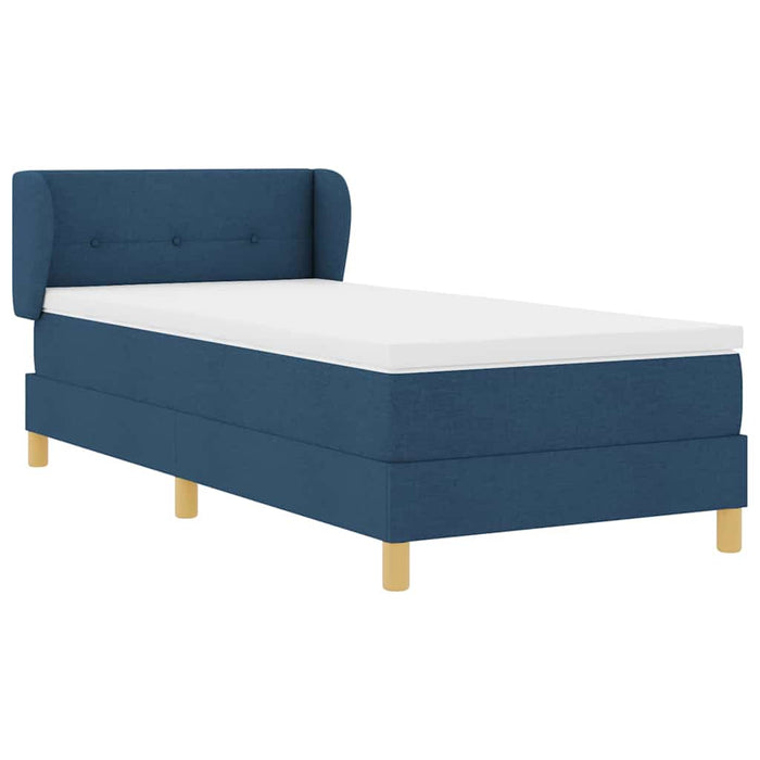 Pat cu arcuri cu headboard albastru 80 x 200 cm țesătură - WALTI WALTI