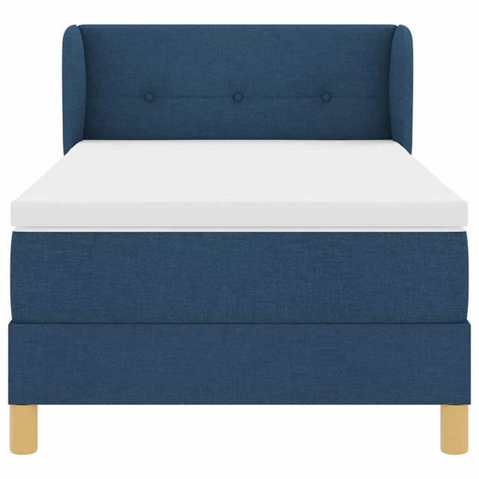Pat cu arcuri cu headboard albastru 80 x 200 cm țesătură - WALTI WALTI