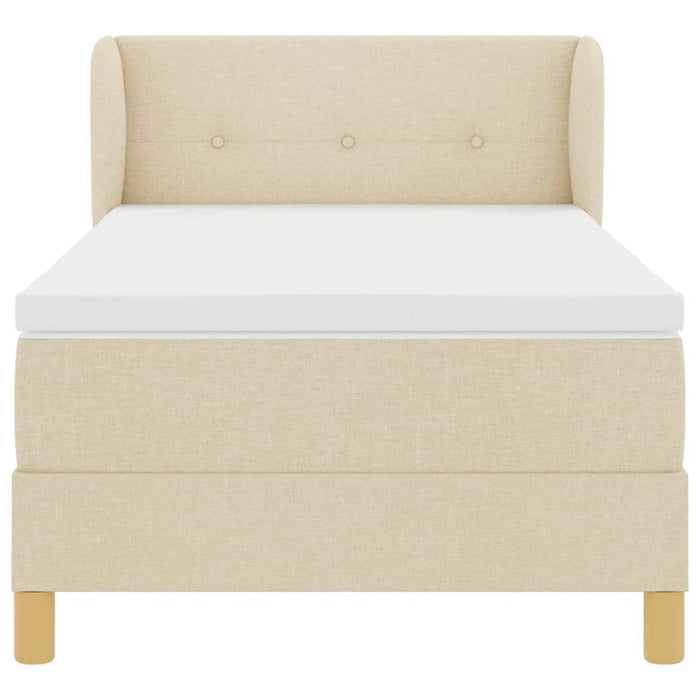 Pat cu arcuri cu headboard Crem 90 x 190 cm țesătură - WALTI WALTI
