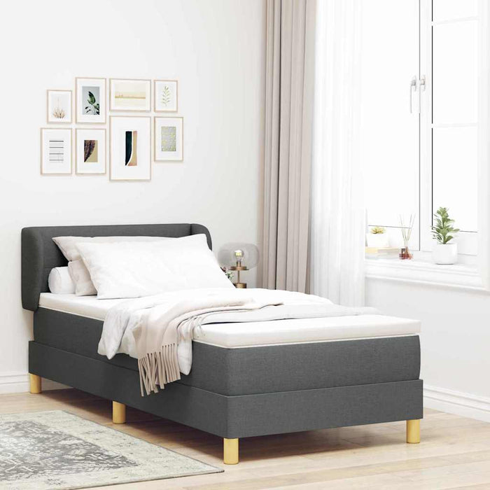 Pat cu arcuri cu headboard Gri închis 100 x 200 cm țesătură WALTI