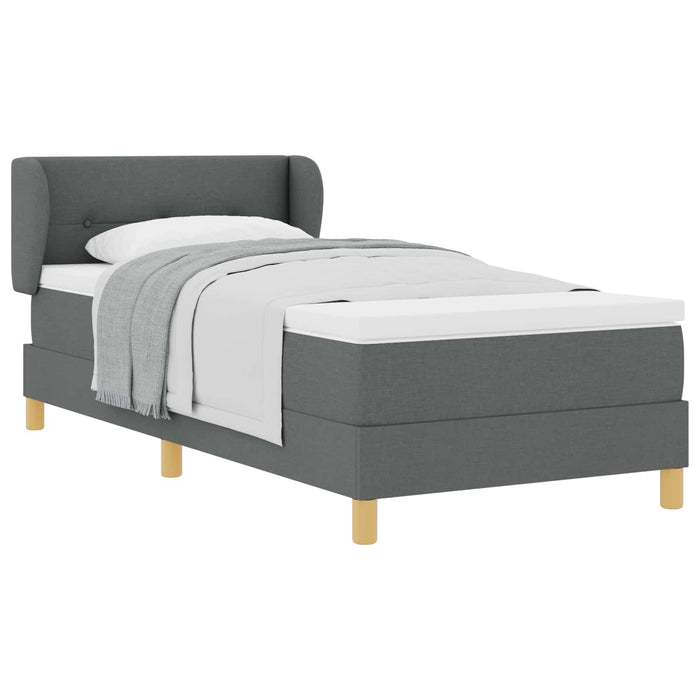 Pat cu arcuri cu headboard Gri închis 100 x 200 cm țesătură WALTI