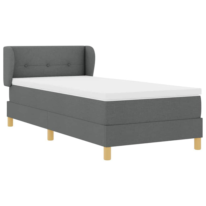 Pat cu arcuri cu headboard Gri închis 100 x 200 cm țesătură WALTI