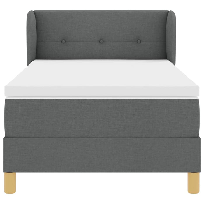 Pat cu arcuri cu headboard Gri închis 100 x 200 cm țesătură WALTI