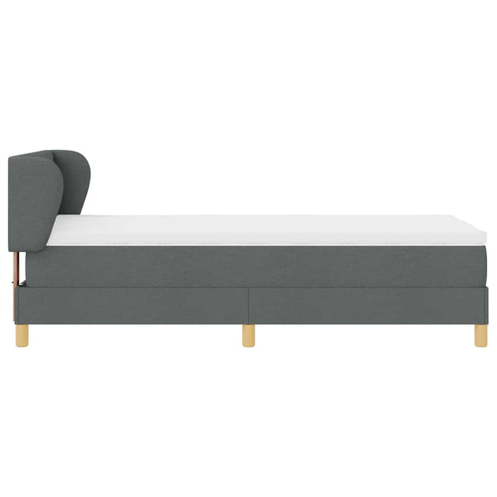 Pat cu arcuri cu headboard Gri închis 100 x 200 cm țesătură WALTI