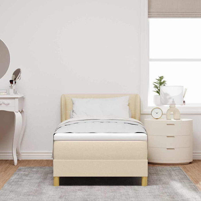 Pat cu arcuri cu headboard Crem 100 x 200 cm țesătură WALTI