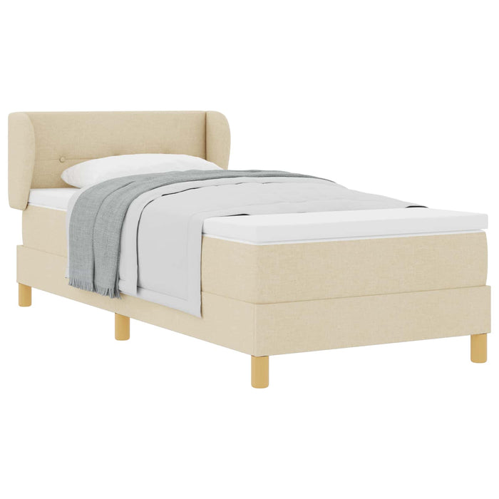 Pat cu arcuri cu headboard Crem 100 x 200 cm țesătură WALTI