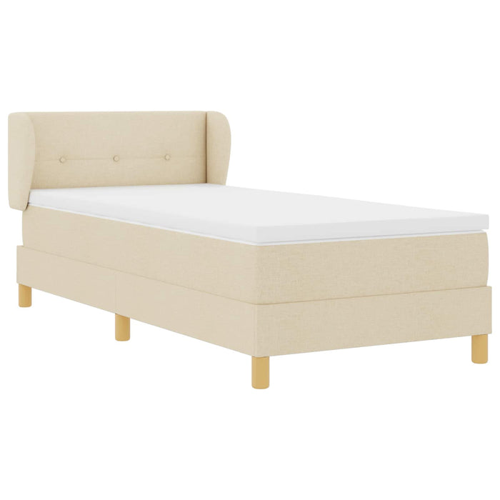 Pat cu arcuri cu headboard Crem 100 x 200 cm țesătură WALTI