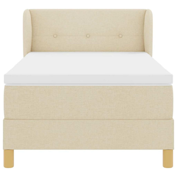 Pat cu arcuri cu headboard Crem 100 x 200 cm țesătură WALTI