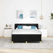 Pat cu arcuri cu headboard Negru 140 x 190 cm țesătură - WALTI WALTI