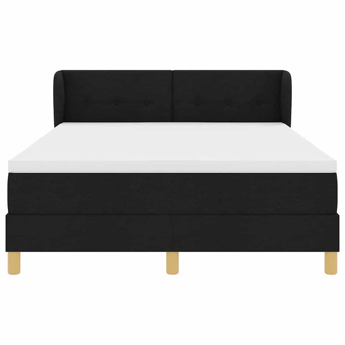 Pat cu arcuri cu headboard Negru 140 x 190 cm țesătură - WALTI WALTI
