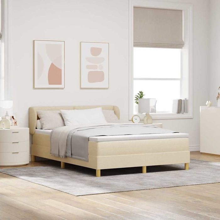 Pat cu arcuri cu saltea cu headboard Crem 140 x 200 cm țesătură - WALTI WALTI