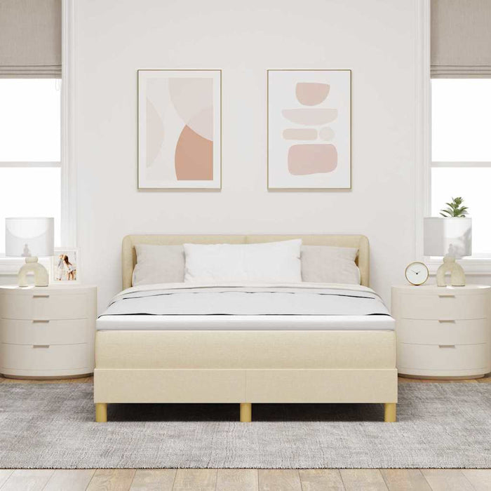 Pat cu arcuri cu saltea cu headboard Crem 160 x 200 cm țesătură - WALTI WALTI
