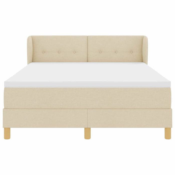 Pat cu arcuri cu saltea cu headboard Crem 160 x 200 cm țesătură - WALTI WALTI