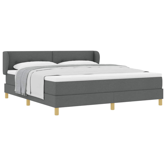 Pat cu arcuri cu headboard Gri închis 180 x 200 cm țesătură WALTI