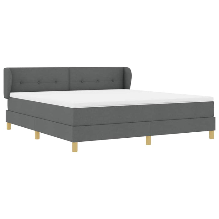 Pat cu arcuri cu headboard Gri închis 180 x 200 cm țesătură WALTI