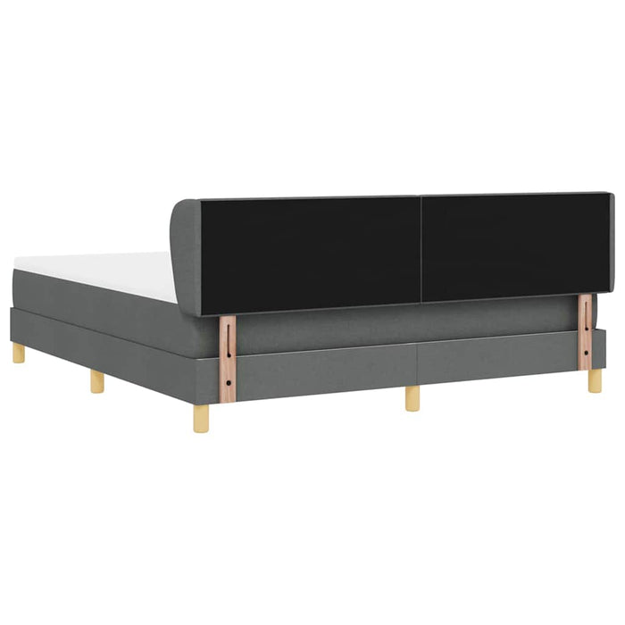 Pat cu arcuri cu headboard Gri închis 180 x 200 cm țesătură WALTI